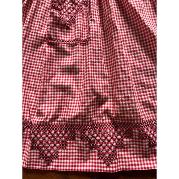 Apron Vintage Chicken scratch Apron Red Gingham - Picture 2 of 3
